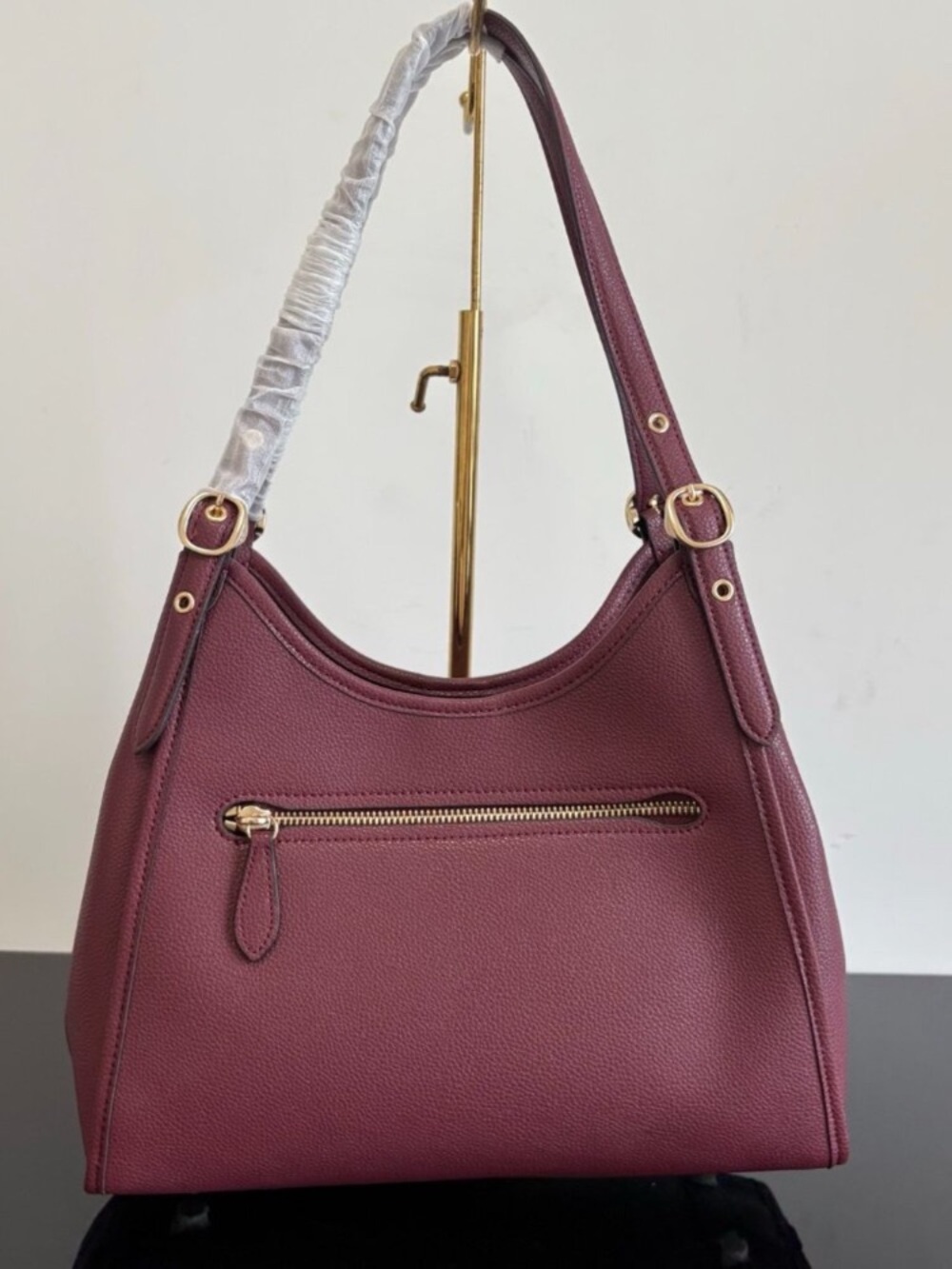 Coach Pebbled Leather Shoulder Bag in Berry Wine - Picture 4 of 8